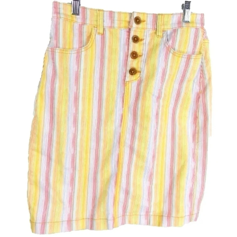 Maeve Anthropologie Rainbow Denim Pencil Skirt